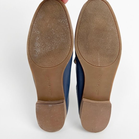 Lucky Brand Cahill Leather Loafer Flats Slip On Mule Sandals Fold Down Back Heel - Picture 13 of 15